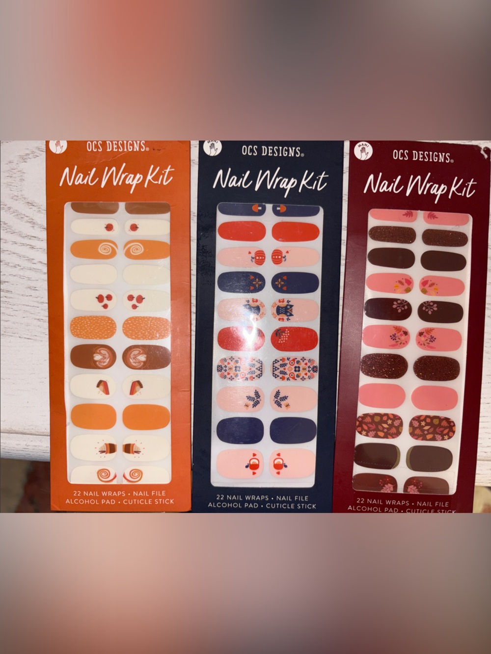 Set of 3 Fall themed Nail Wrap Kits (similar to ColorStreet or Dashing Diva)